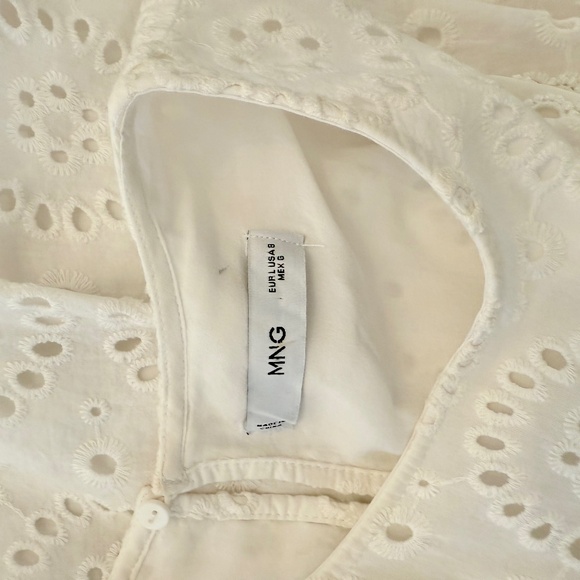 MANGO WHITE EYELET DRESS LARGE - Picture 9 of 9
